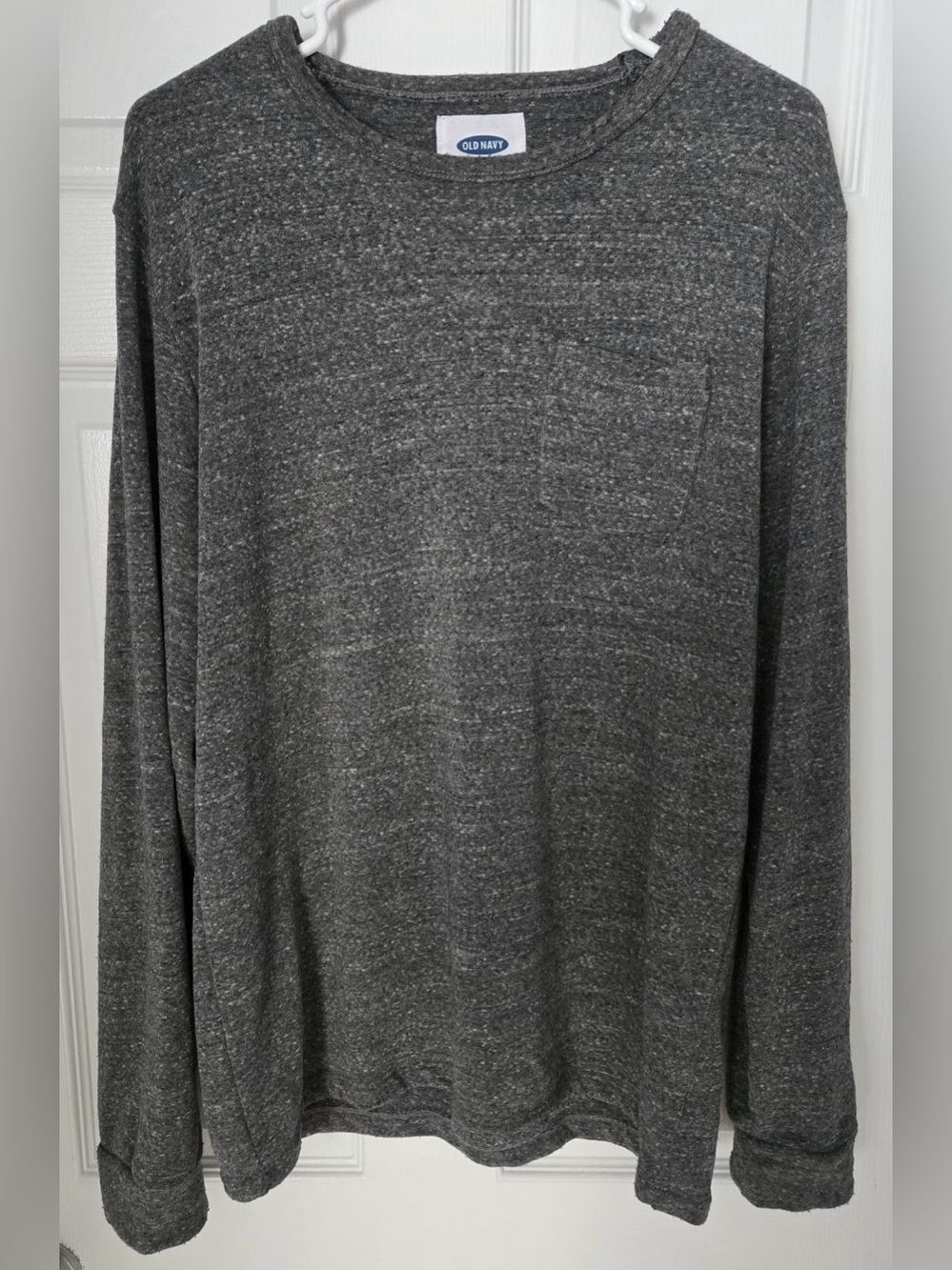 Old Navy Men's Charcoal Heather Crewneck Pocket Sweater